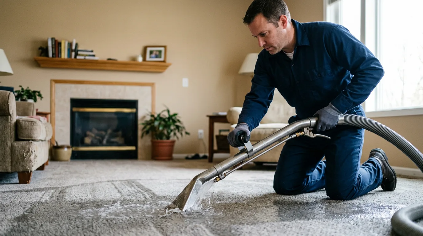 Water damage restoration technician working near Boswell, IN